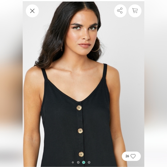 Cotton On Black Linen Blend Dress Spaghetti Strap - Picture 3 of 12